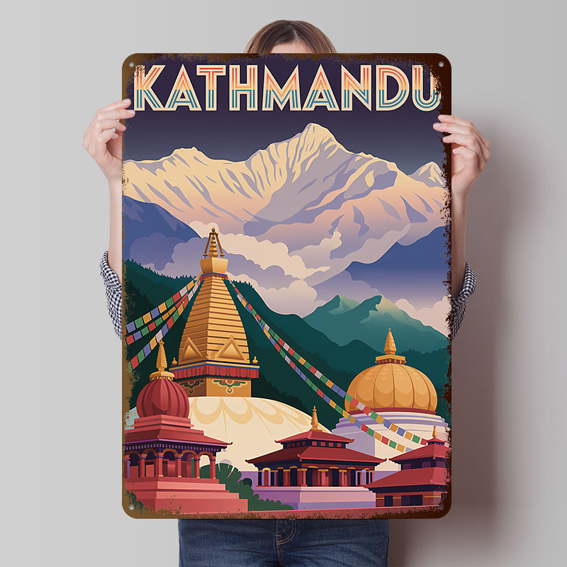 Home Decor Kathmandu - لوحة معدنية مخصصة بتصميم كاتماندو السياحي،