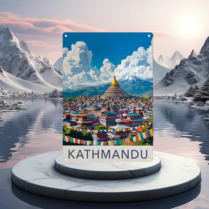 Home Decor Kathmandu - لافتة حائط حديدية ذهبية بتصميم باغودا