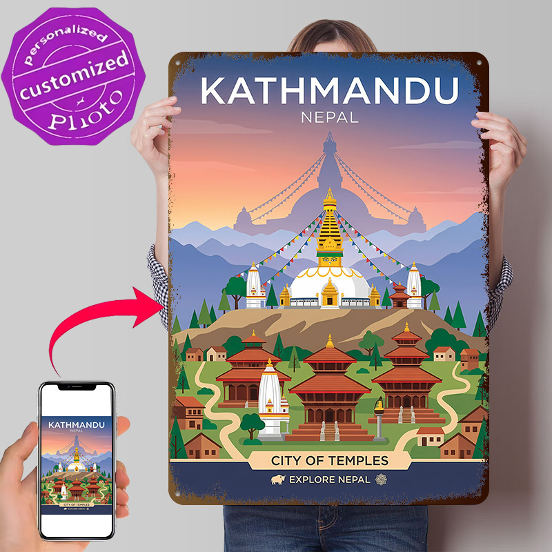 Home Decor Kathmandu - لوحة معدنية ثلاثية الأبعاد مخصصة لمدينة