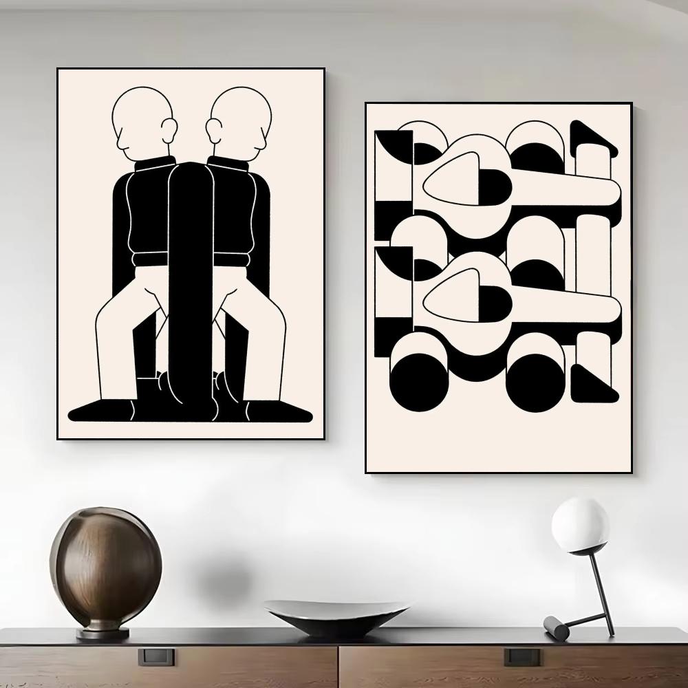 Home Decor Japandi Style - ملصق جداري كلاسيكي بتصميم تجريدي على