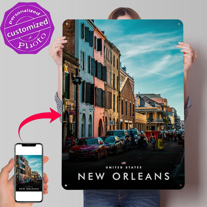 Home Decor New Orleans - لافتات معدنية مطبوعة بتصميم مشهد شارع