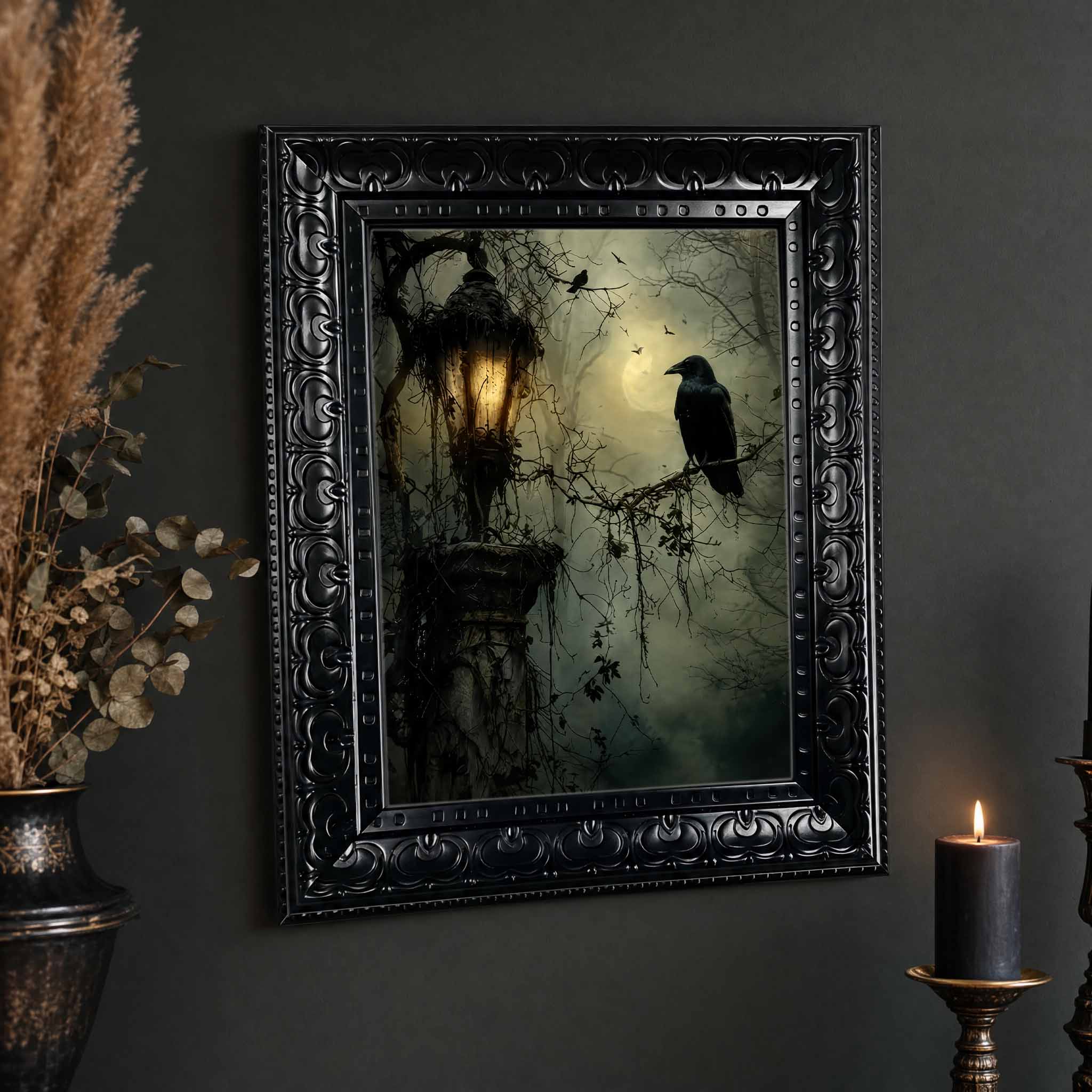 فن جداري للهالوين، لوحة قماشية - مراجعة Home Decor Gothic وسعره