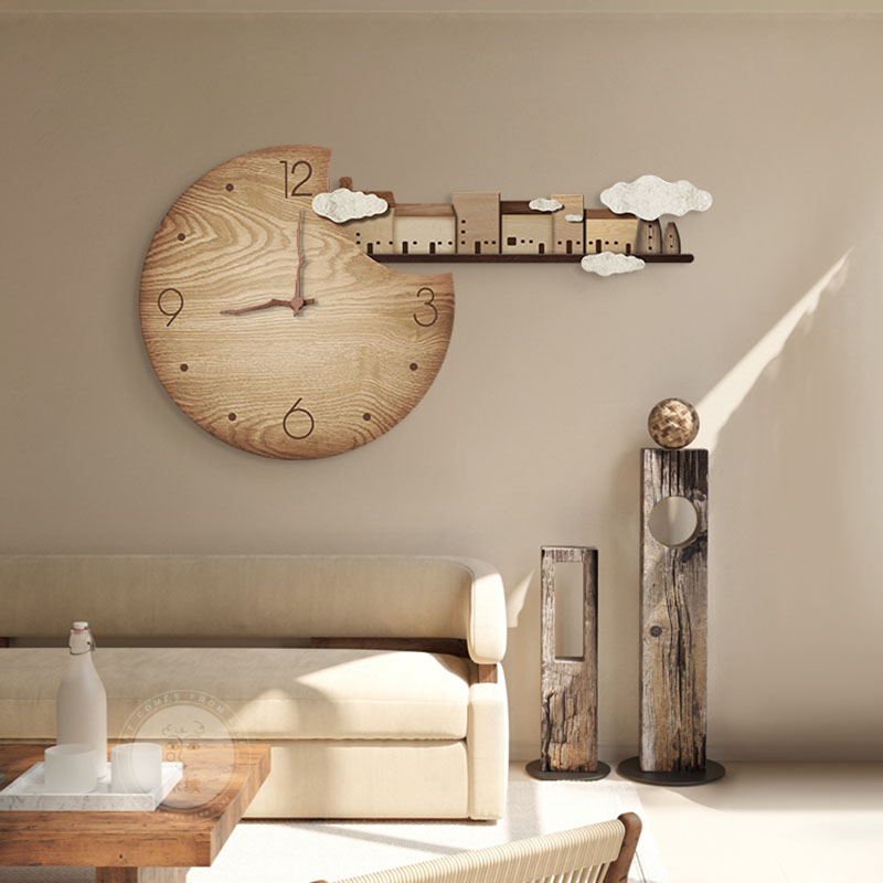 ساعة حائط صامتة من الخشب على ا - مراجعة Home Decor Japandi Style وسعره