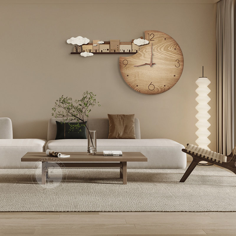 ساعة حائط صامتة من الخشب على ا - مراجعة Home Decor Japandi Style وسعره