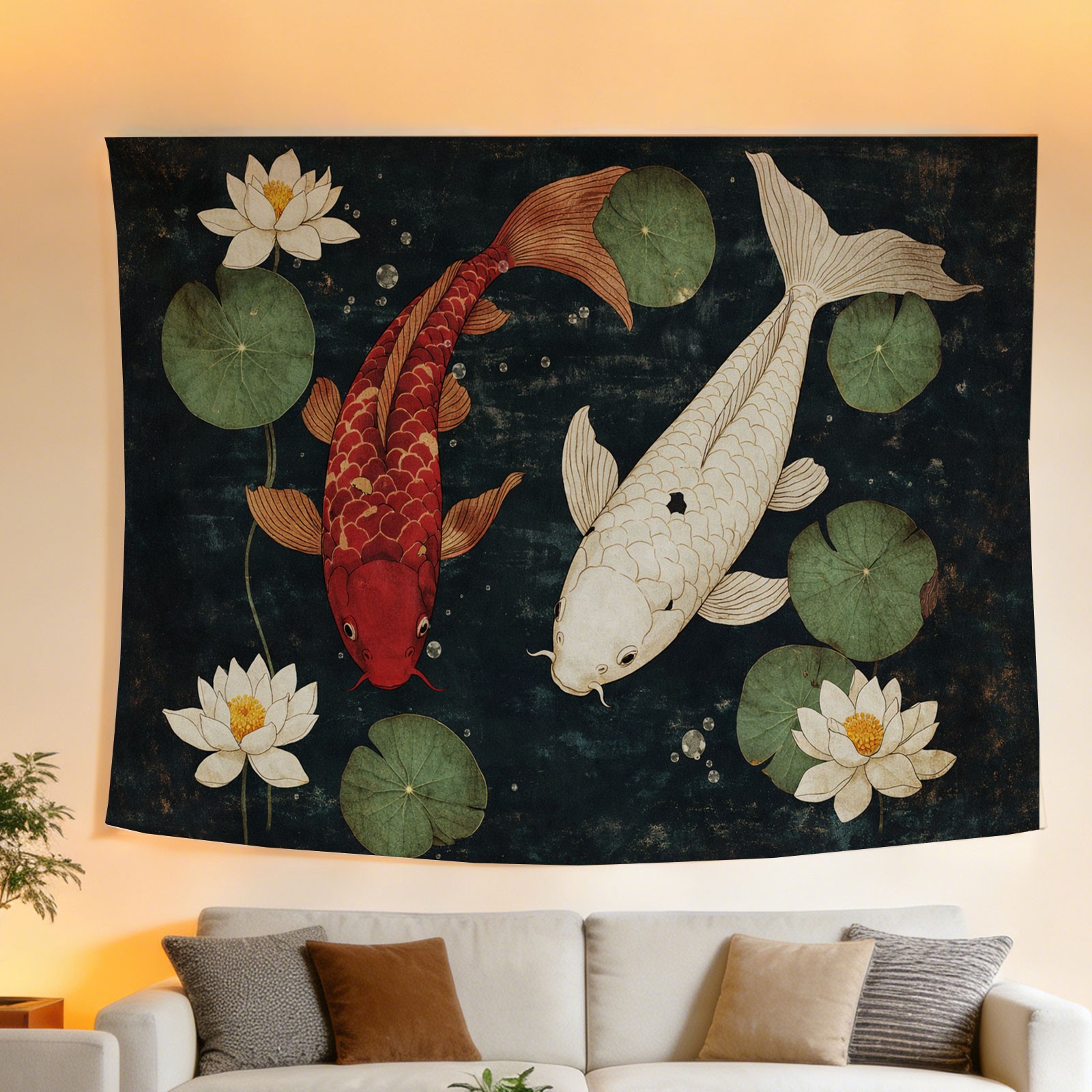 لوحة جدارية فاخرة بتصميم سمكة  - مراجعة Home Decor Japandi Style وسعره